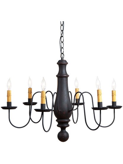 Large Norfolk Chandelier in Black Over Red Color.